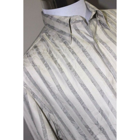 TOMMY BAHAMA Beige Gray Stripes Textured Shirt - Picture 2 of 8